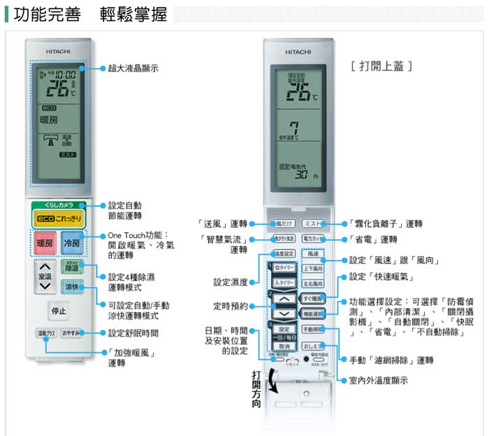 日立分離式冷氣 旗艦型 遙控器