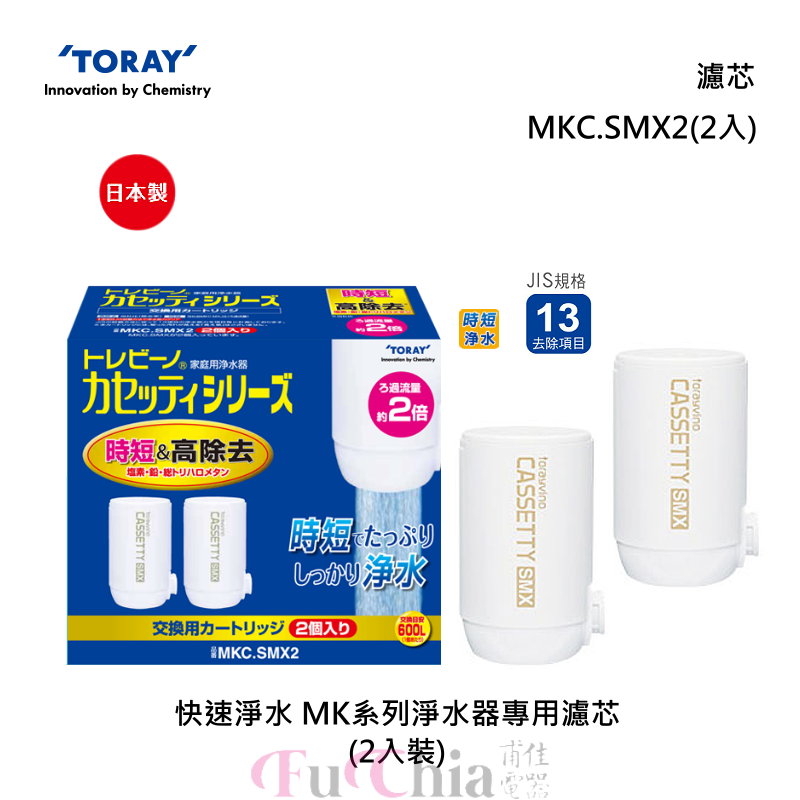 【甫佳電器】- 日本東麗 TORAY 淨水器 快速淨水 濾心 MKC.SMX2