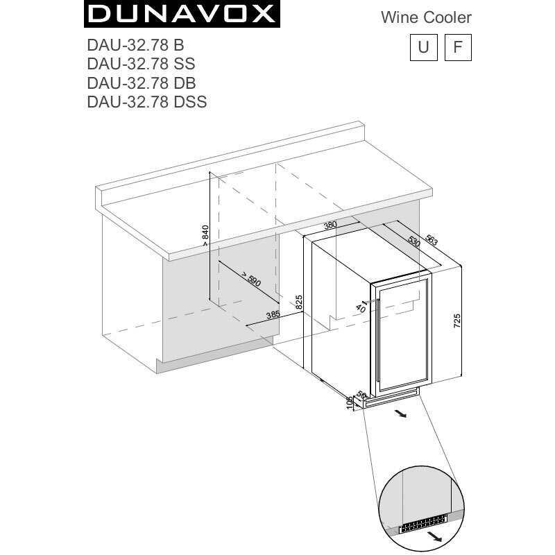Dunavox DAU-32.78DB.TW 嵌入式 雙溫酒櫃 32瓶